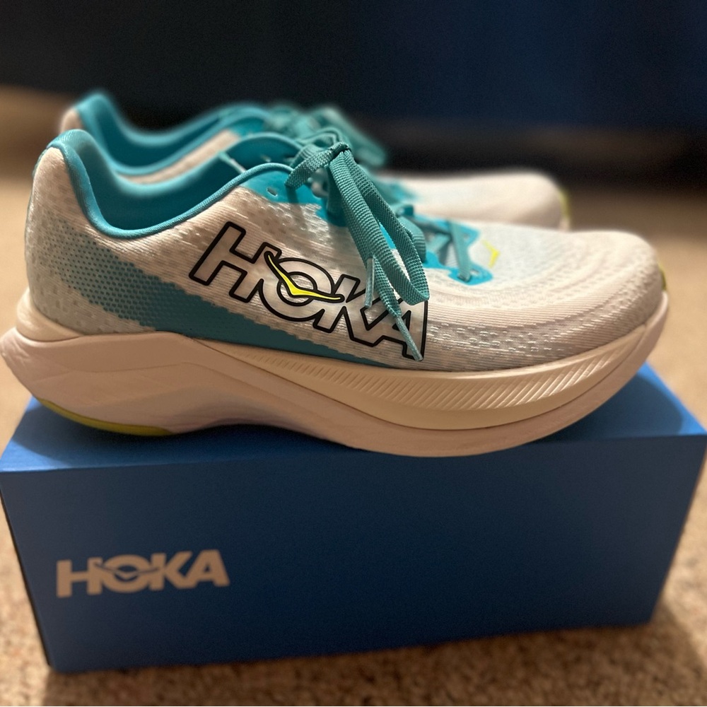 Womens hoka worn twice mainly on carpeted area